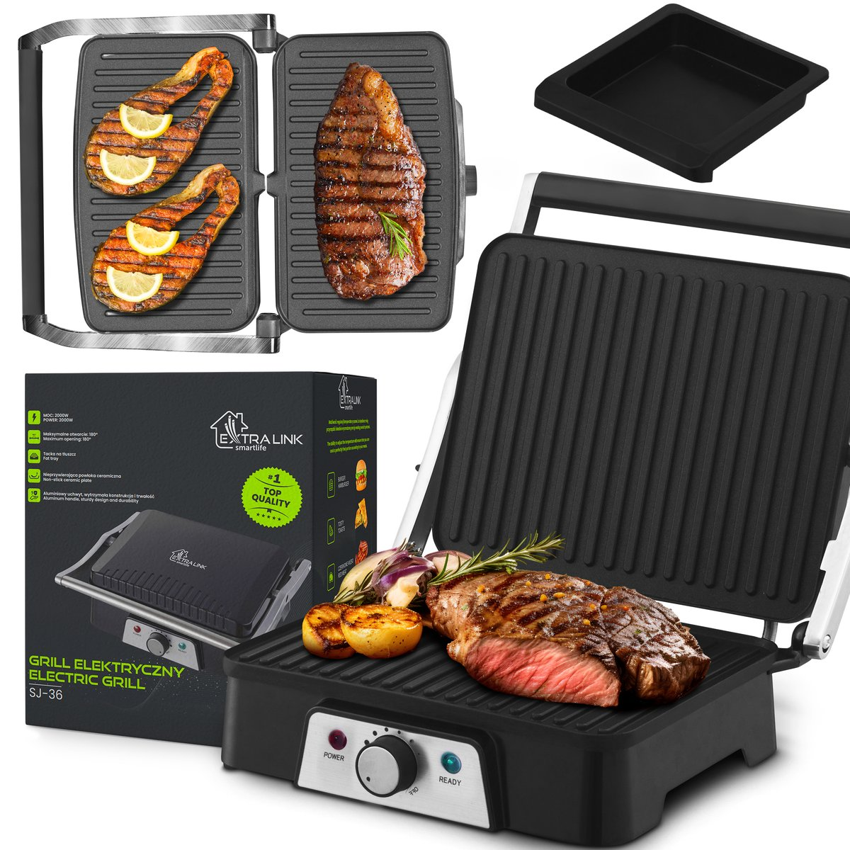 Extralink EX.36884 Smart Life SJ-36 Grillsütő 2000 Watt - Fekete (EX.36884)