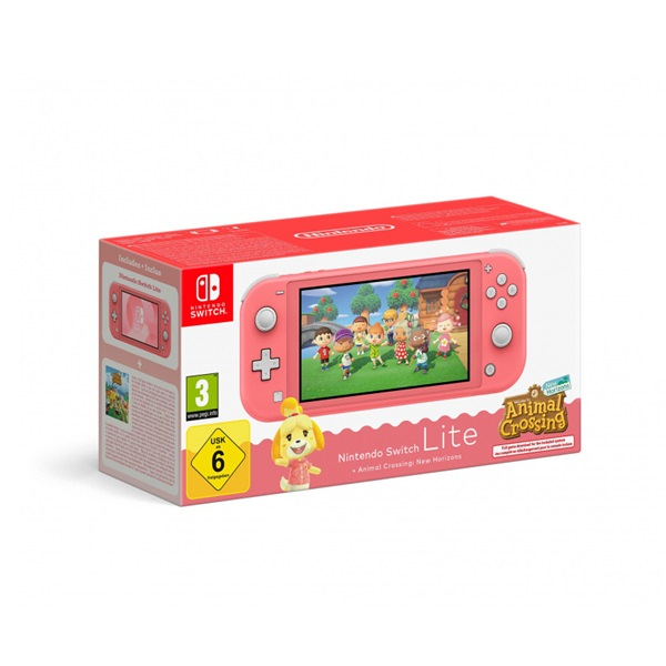 Nintendo Switch Lite korall játékkonzol + Animal Crossing: New Horizons játékszoftver (NSH136)