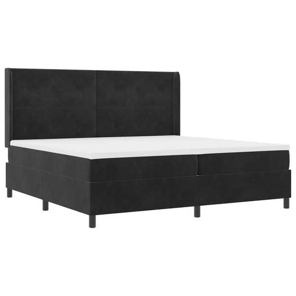Boxspring Ágy Matrac és LED Fekete 200x200 cm Bársony