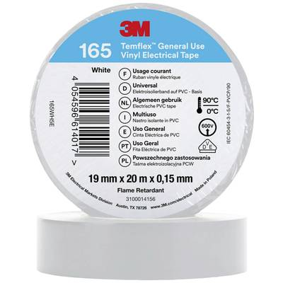 3M (165WH5E) Szigetelőszalag Fehér (H x Sz) 20 m x 19 mm 1 db (165WH5E)