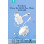 Devia 2xUSB hálózati töltő adapter + USB - Type-C kábel 1 m-es vezetékkel -     Devia Smart Series Charger Suit With Type-C Cable - 5V/2.4A - fehér