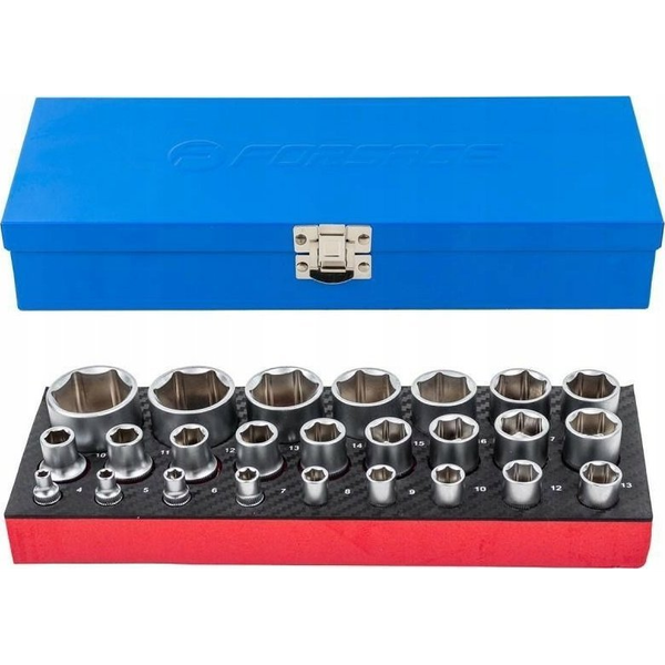 Zestaw narzędzi Forsage Zestaw nasadek 1/4" & 1/2" 25el. (4-32mm) (6-kątnych)