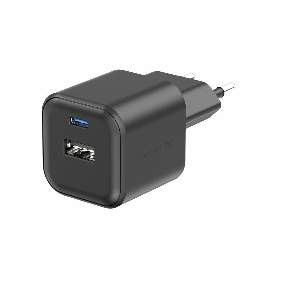 Swissten GaN 1x USB-C 35 W PD + 1x USB-A 27 W QC töltőfej - fekete (22071210)