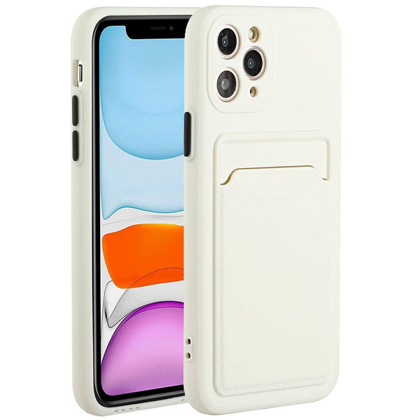 Huawei Honor X7, Силиконов калъф, с държач за карти, Wooze Card Slot, бял (122876)