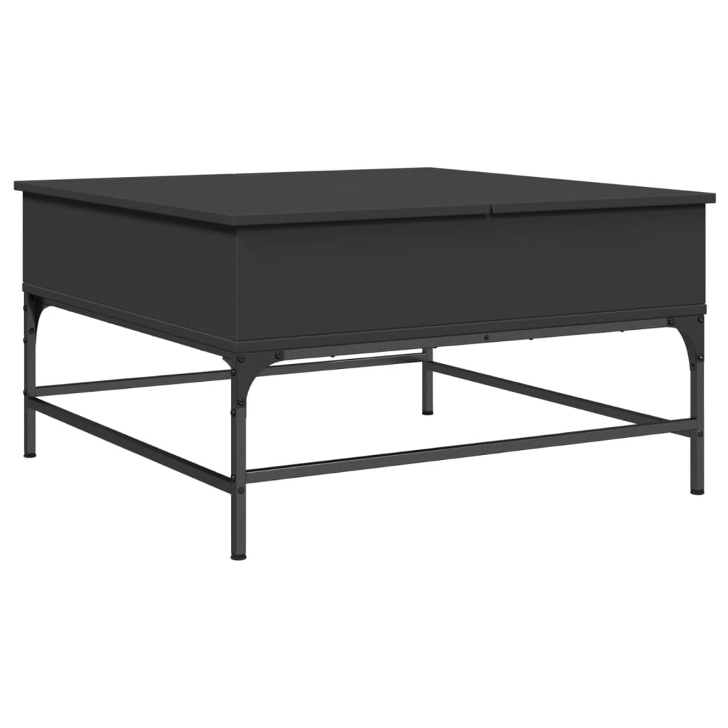 fekete szerelt fa és fém dohányzóasztal 80 x 80 x 45 cm (845401)