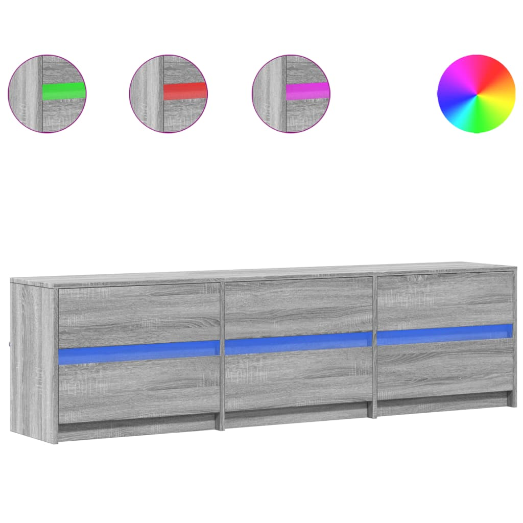 szürke sonoma színű szerelt fa LED-es TV-szekrény 180x34x50 cm (3307931)