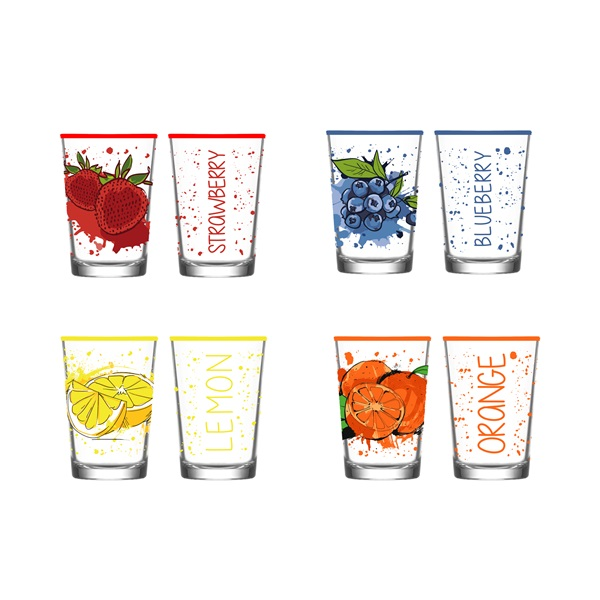 IRIS mintás üveg pohár 205ml, Blueberries, Lemon vagy Orange minta 131702-001 (131702-001)