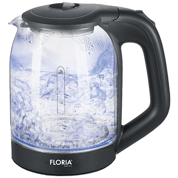 Електрическа кана Floria ZLN-3505, 2200W, 1.7 литра, LED Светеща, Стъклено тяло, Черна