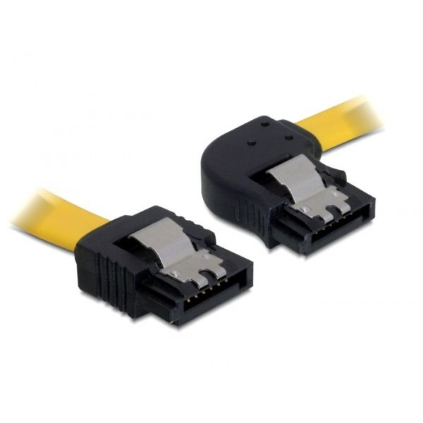 Delock SATA 3 Gb/s Kabel gerade auf rechts gewinkelt 30 cm gelb