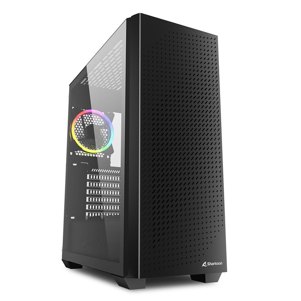 Sharkoon VS9 RGB Black táp nélküli ablakos ház fekete (4044951039111) (4044951039111)