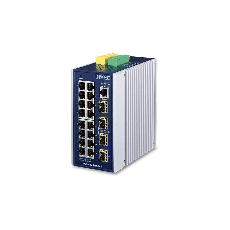PLANET IGS-6325-16T4S hálózati kapcsoló Vezérelt L3 Gigabit Ethernet (10/100/1000) Kék, Szürke (IGS-6325-16T4S)