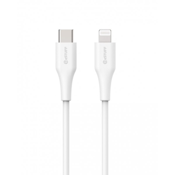 eSTUFF Infinite Super Soft USB Type-C apa - Lightning apa Adat és töltő kábel - Fehér (3m)