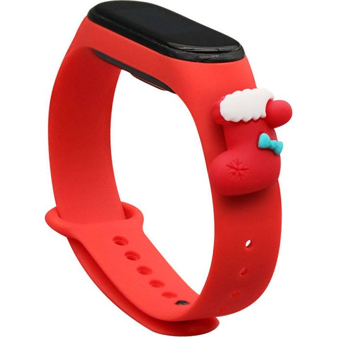 Hurtel Karácsonyi Csereszíj Xiaomi Mi Band 3/4 Piros Szilikon (9145576220870)