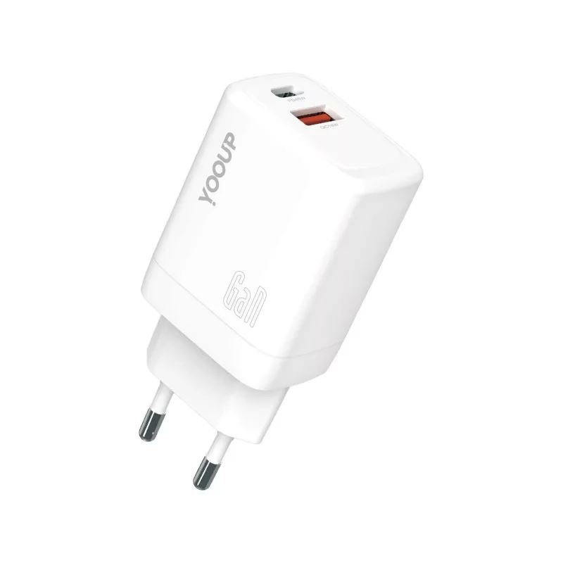 YOOUP 1x USB + 1x USB-C hálózati töltő 30W fehér (NC55-D) (NC55-D)