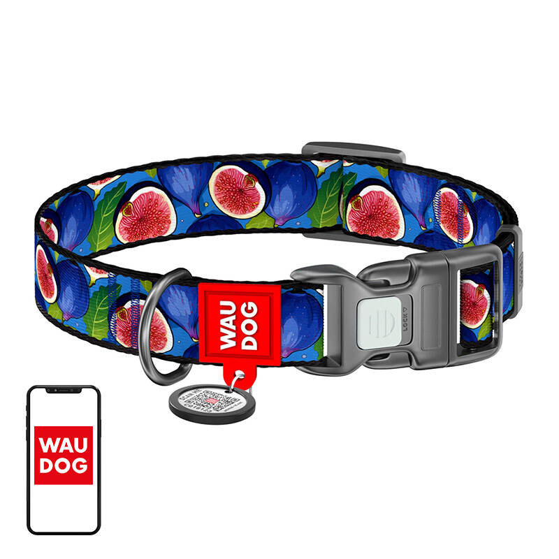 Waudog Fig Kutyanyakörv QR kóddal (XL) 37-58cm - Füge mintás (283-4053)