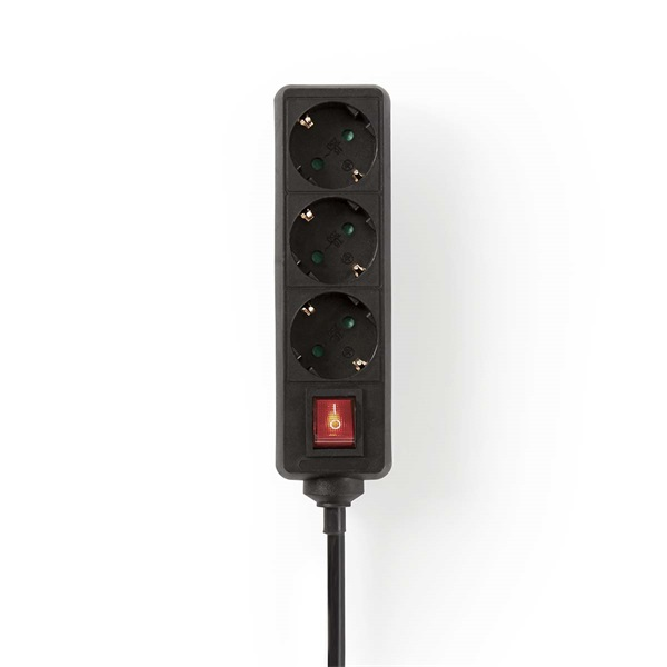 Nedis ESOC315F2BK 3 aljzatos kapcsolós elosztó, 1.5 m, 3680 W, 16 A, H05VV-F 3G1,5mm2 (ESOC315F2BK)