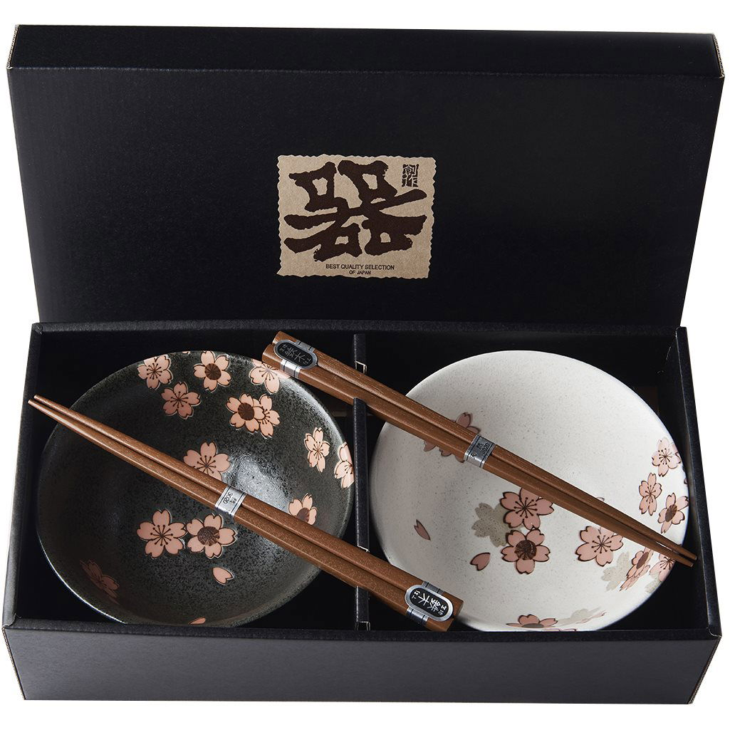 Made In Japan Cherry Blossom Tálkészlet pálcikákkal, 400 ml, 2 db (MIJC0054)