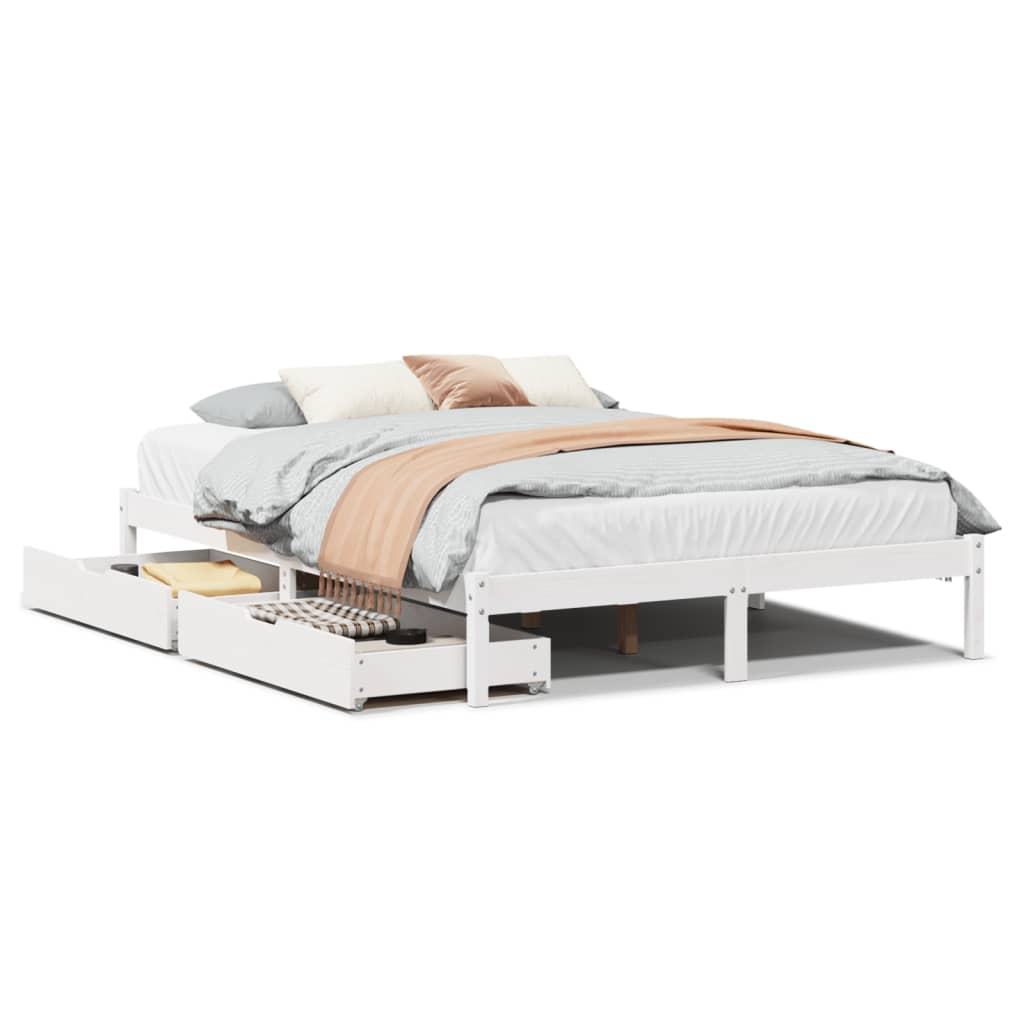 fehér tömör fenyőfa ágy matrac nélkül 135 x 190 cm (3301427)