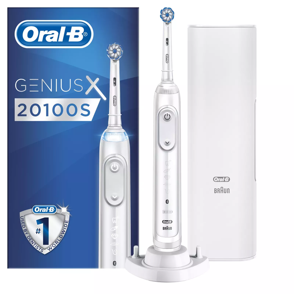 Електрическа четка за зъби Oral-B Genius X 20100S, 6 режима на четкане, SmartRing 360°, бяла