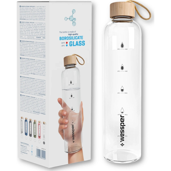 Wessper Wessper Activemax Crystalline 1L szklana butelka motywacyjna