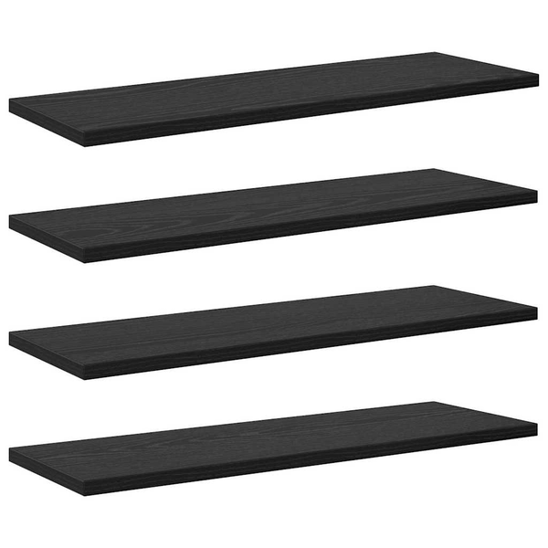 Plăci de raft din stejar negru - Set de 4, măsurând 60x20x1.5 cm, din lemn prelucrat rezistent.