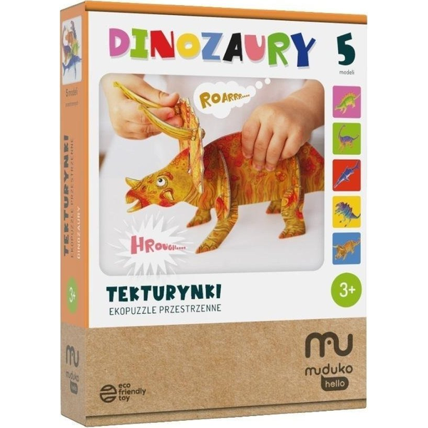 Muduko Tekturynki Ekopuzzle przestrzenne Dinozaury MUDUKO