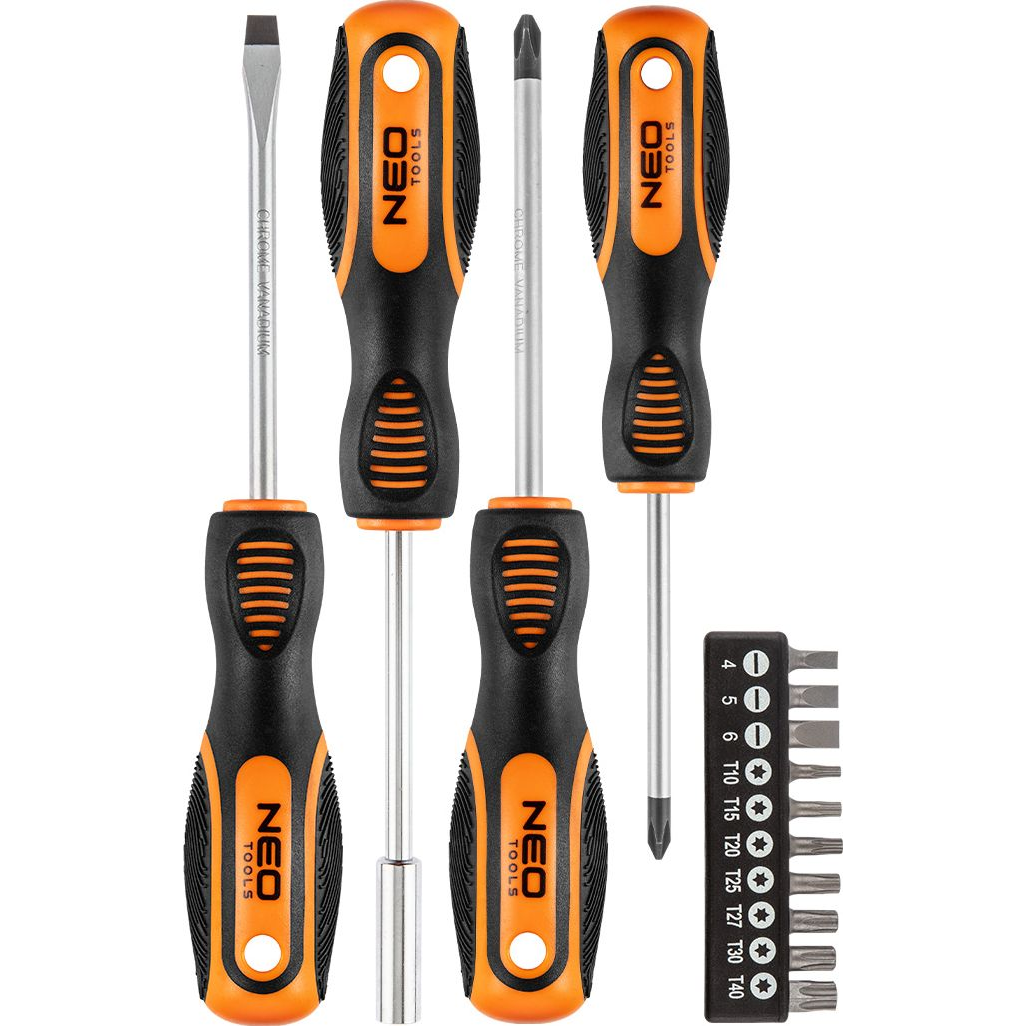 NEO 04-196 Csavarhúzó Készlet, Fali Tartóval, 14db (04-196)