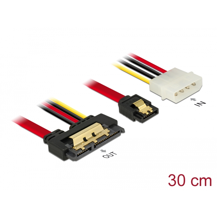 Delock 85230 SATA kábel 0.3m (SATA 7 Pin + Molex 4 Pin - SATA 22 Pin) (85230)