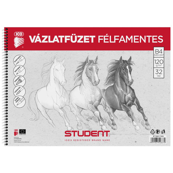 ICO Student 16 lapos B4 félfamentes vázlatfüzet