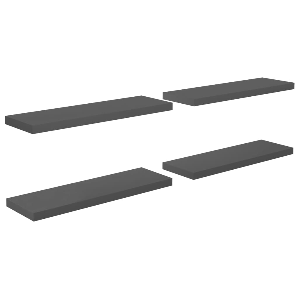 4 db magasfényű szürke MDF fali polc 80 x 23,5 x 3,8 cm (323795)