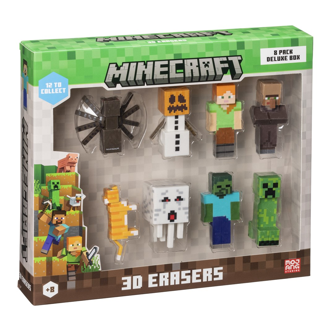 Mojang Studios 8 darabos Minecraft 3D radírfigura készlet 5cm - B Verzió (MC4070B)