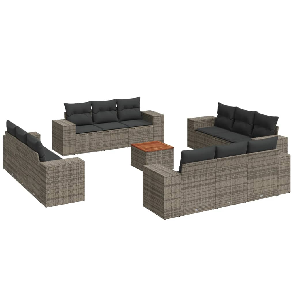 13 részes szürke polyrattan kerti ülőgarnitúra párnákkal (3257712)