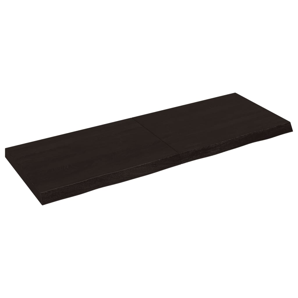 sötétbarna kezelt tömör tölgyfa fali polc 140 x 50 x (2-6) cm (363825)