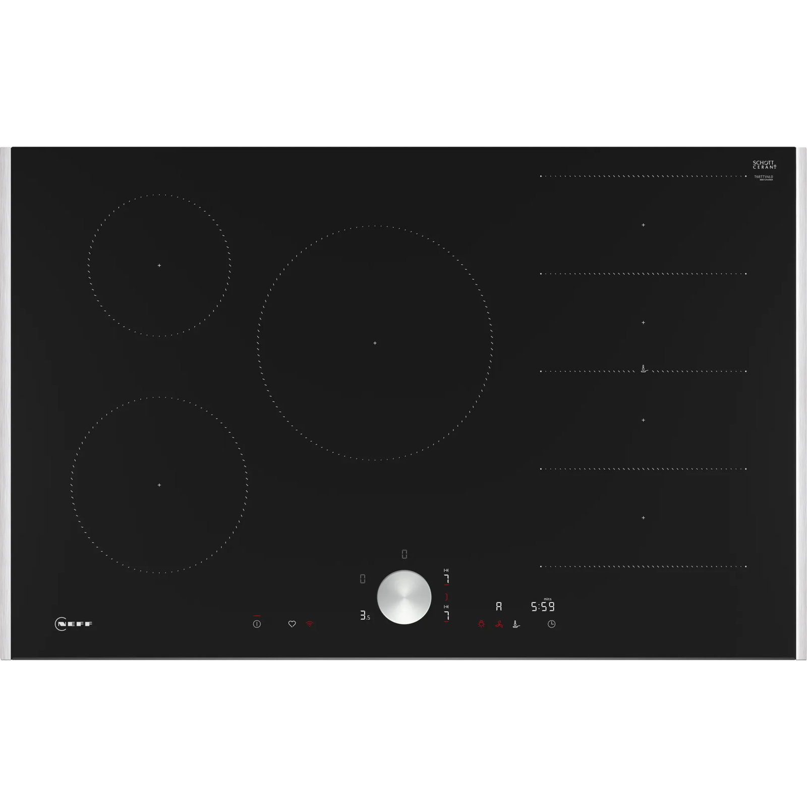 Neff N 90 Fekete Beépített 80 cm Zónás indukciós főzőlap 5 zóna (T68TTV4L0)