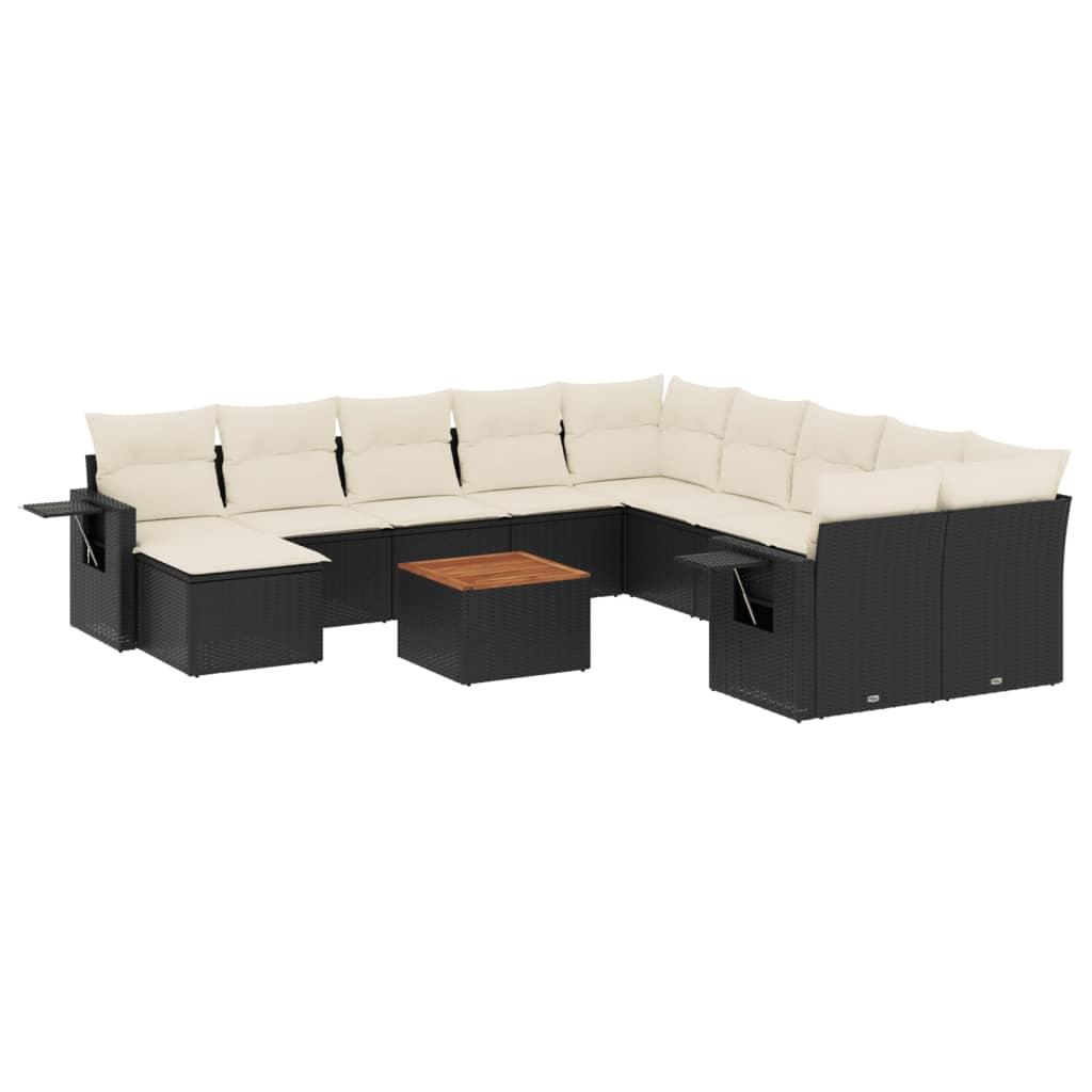 14 részes fekete polyrattan kerti ülőgarnitúra párnákkal (3257190)