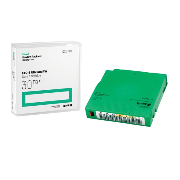 HPE LTO-8 Ultrium 30TB RW Non Custom Labeled Library Pack 20 Data Cartridges with Cases