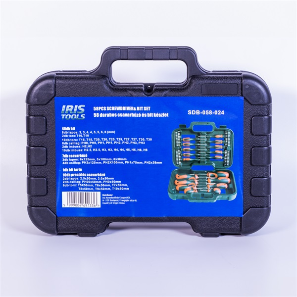 IRIS TOOLS SDB-058-024 58 darabos csavarhúzó és bit készlet (SDB-058-024)