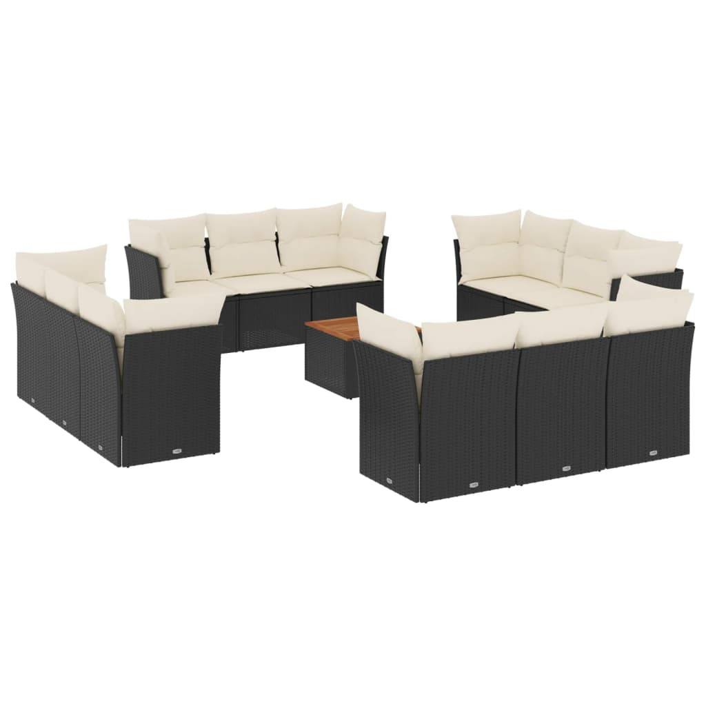 13 részes fekete polyrattan kerti ülőgarnitúra párnákkal (3223536)