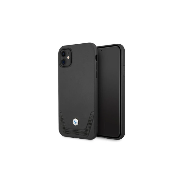 BMW BMHCN61RSWPK iPhone 11 / Xr készülékhez 6.1" kemény tok Leather Perforate fekete
