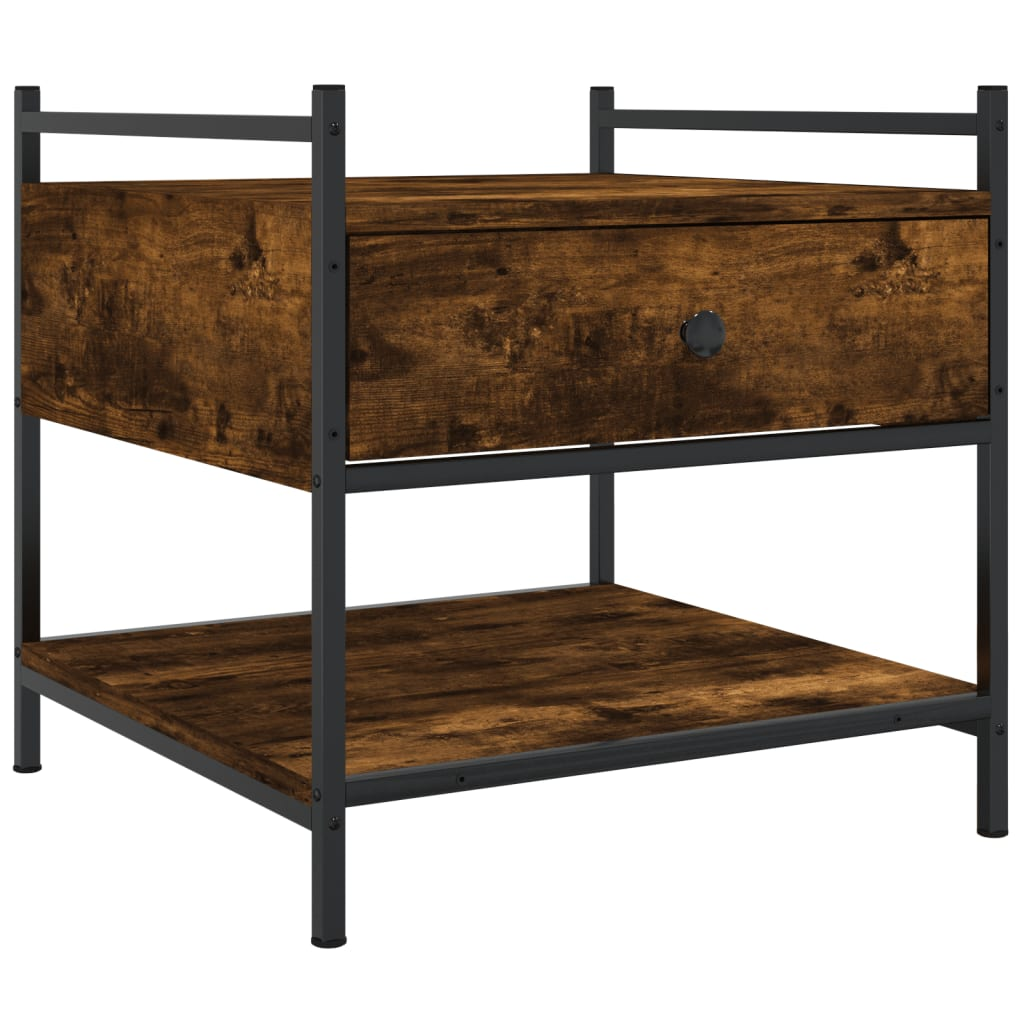 füstös tölgyszínű szerelt fa dohányzóasztal 50 x 50 x 50 cm (833967)