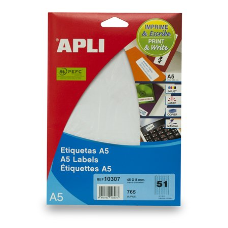 Apli 45 x 8mm etikett - Fehér (765 db) (10307)