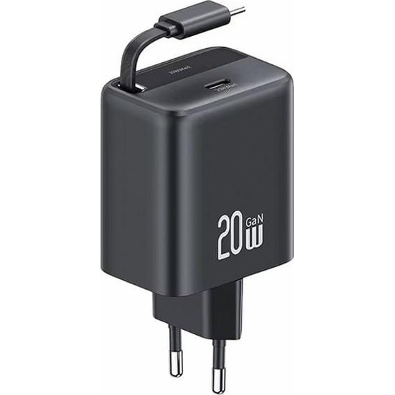 Incarcator retea 20W, Usams, cu cablu retractabil, USAMS CC233, negru, 80cm, 2 porturi