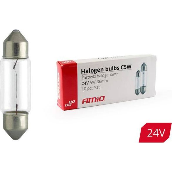Amio Halogén Izzó Szofita C5W 36 mm 24V 5W 10 db