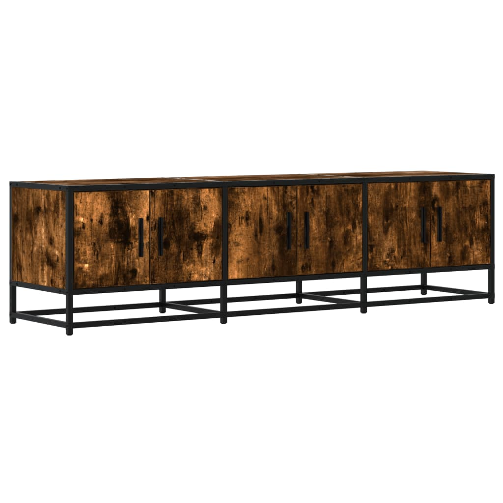 füstös tölgy színű szerelt fa és fém TV-szekrény 150x35x41 cm (848861)