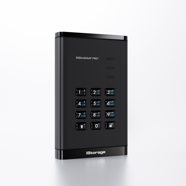 iStorage diskAshur PRO3 HDD externe harde schijf 4 TB USB Type-C 3.2 Gen 1 (3.1 Gen 1) Zwart