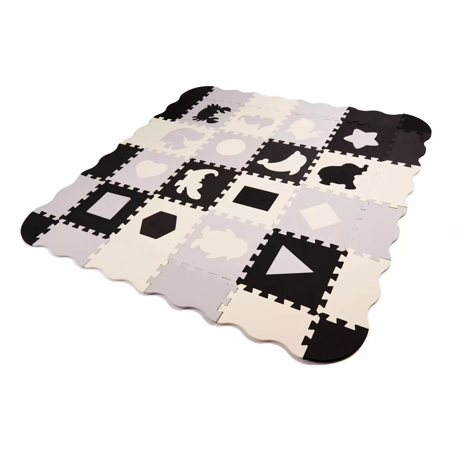 Keretes 36 darabos habszivacs szőnyeg puzzle állatos mintákkal 113 x 113 cm (KX6268)