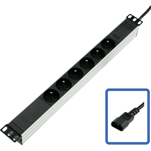 Lanview POWER STRIP 19 - 6 WAY - FULL ALUMINIUM WITH C14 UPS PORT strømforsyningsenhed (PDU) Sort