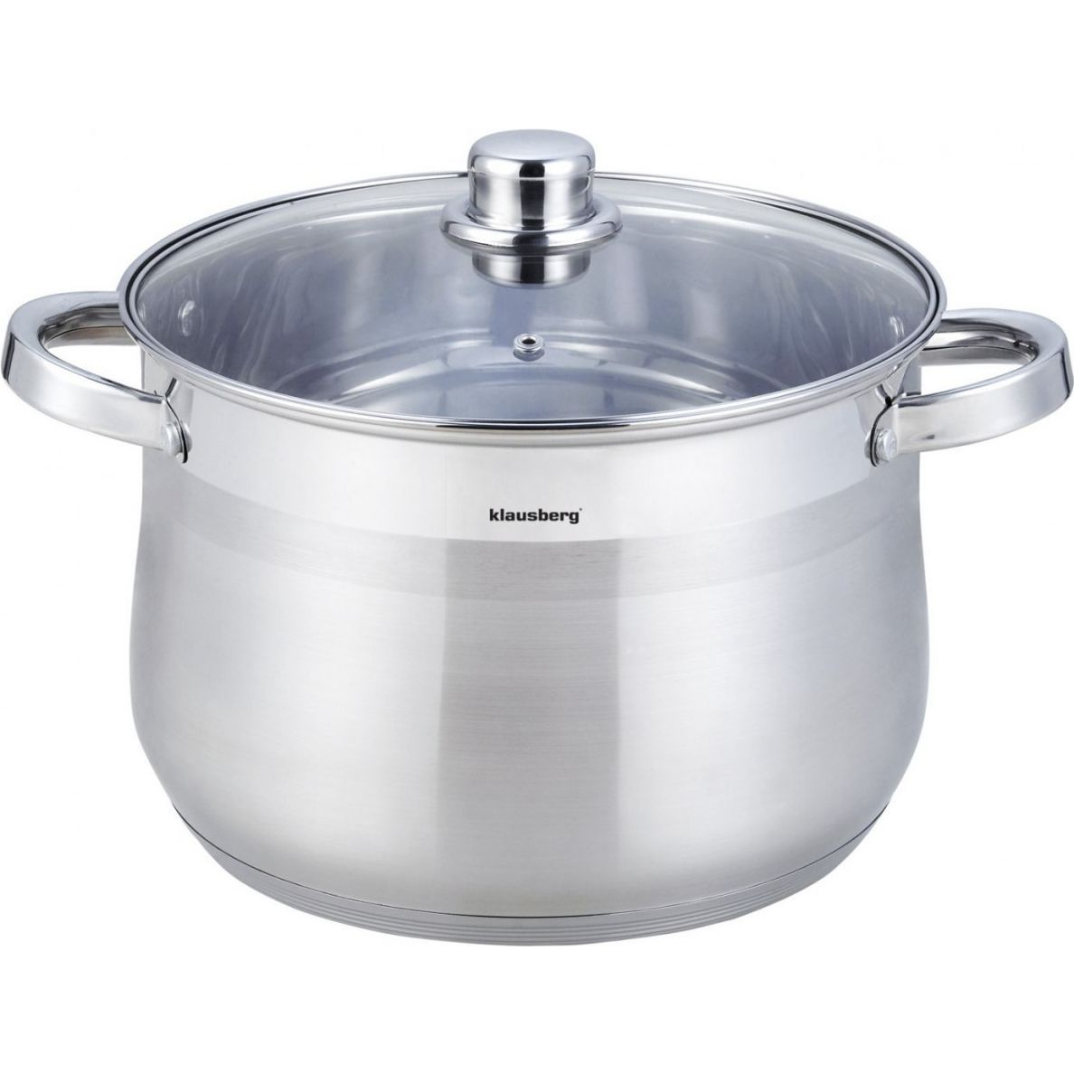 Klausberg Fazék 13L, Ø28 cm- Rozsdamentes Acél, Edzett Üveg Fedő KB-7165 (KB-7165)