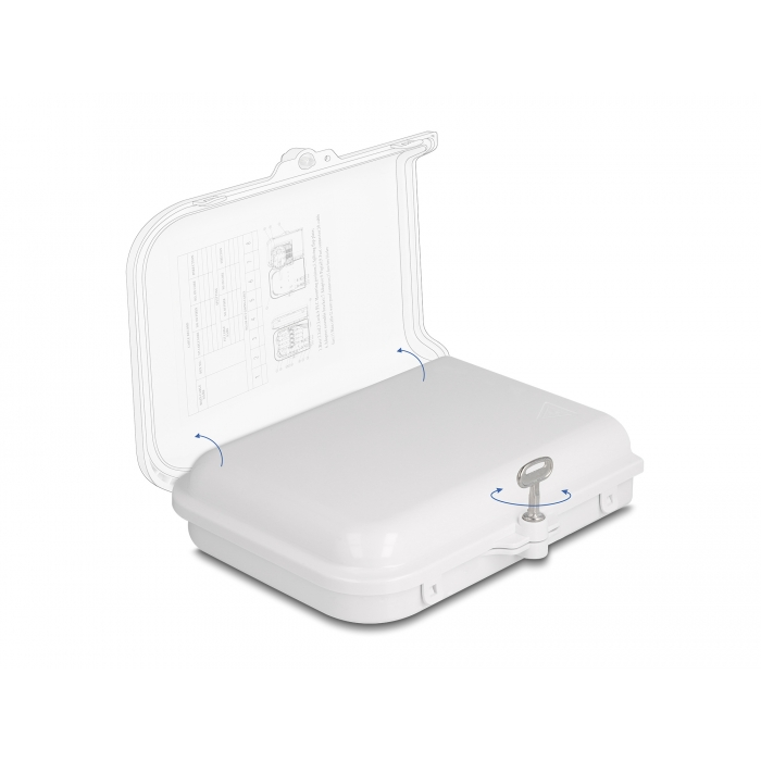 Delock Optikai szál elosztó doboz beltéri és kültéri használatra IP65 vízálló, zárható 8 portos fehér (87902) (87902)