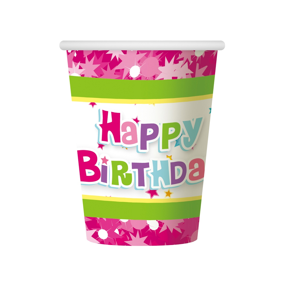 Boldog születésnapot papír pohár 250 ml - Rózsaszín (6 db) (KHBR)